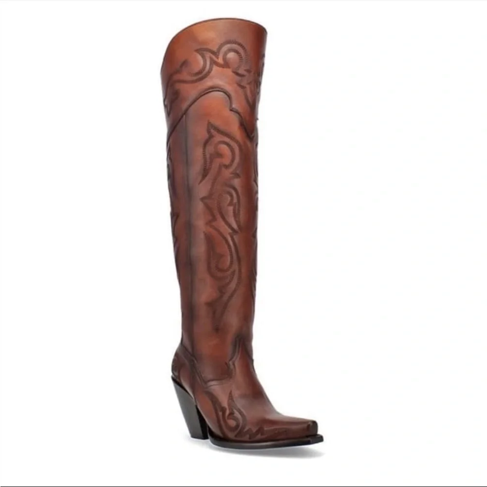 Dan Post Women’s Seductress Western Leather Thigh-High Boots - Snip Toe